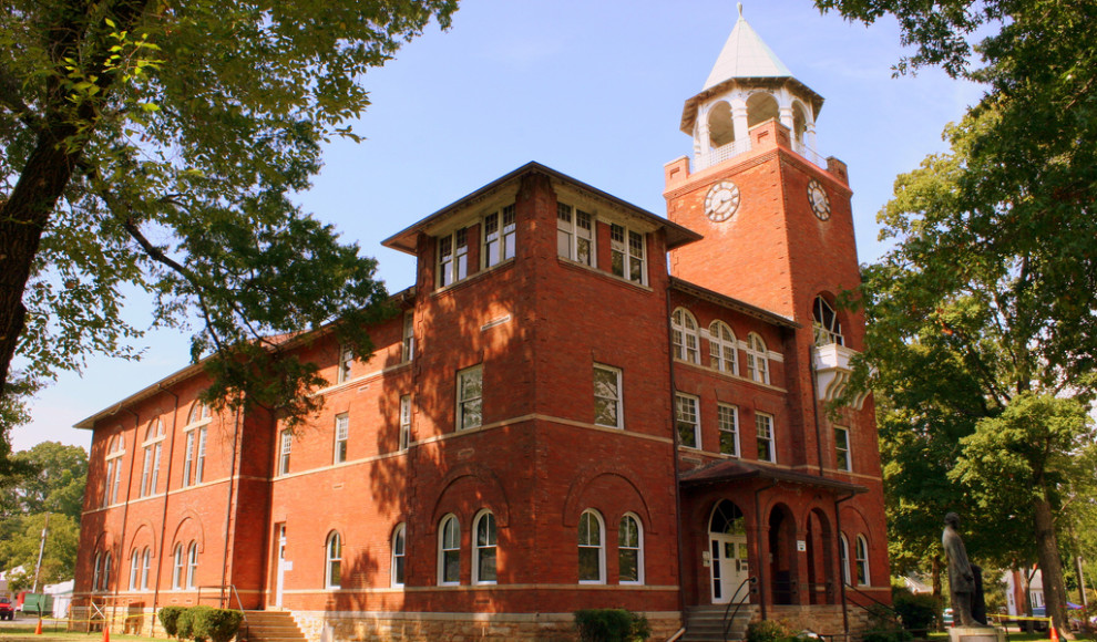 The Rhea County Courthouse in Dayton, Tennessee, was the venue for the 1925 Scopes Trial in which John Scopes, a substitute high school teacher, was accused of violating a state law forbidding public schools from teaching human evolution.