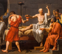 Jacques-Louis David's The Death of Socrates (1787). Though famous for leading a virtuous life, Socrates was condemned to death by the Athenian government.