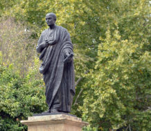 A statue of Lucius Annaeus Seneca, Roman Stoic philosopher and statesman. The statue, by Amadeo Ruiz Olmos, is located in Córdoba, Spain, where Seneca was born.