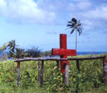 Ceremonial cross of John Frum cargo cult, Tanna island, New Hebrides (now Vanuatu), 1967.