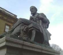 A statue of Scottish scientist James Clerk Maxwell, discussed below, who formulated the classical theory of electromagnetism.