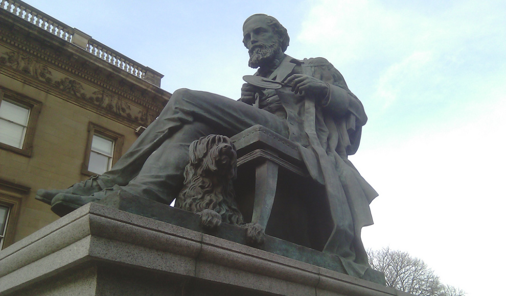 A statue of Scottish scientist James Clerk Maxwell, discussed below, who formulated the classical theory of electromagnetism.